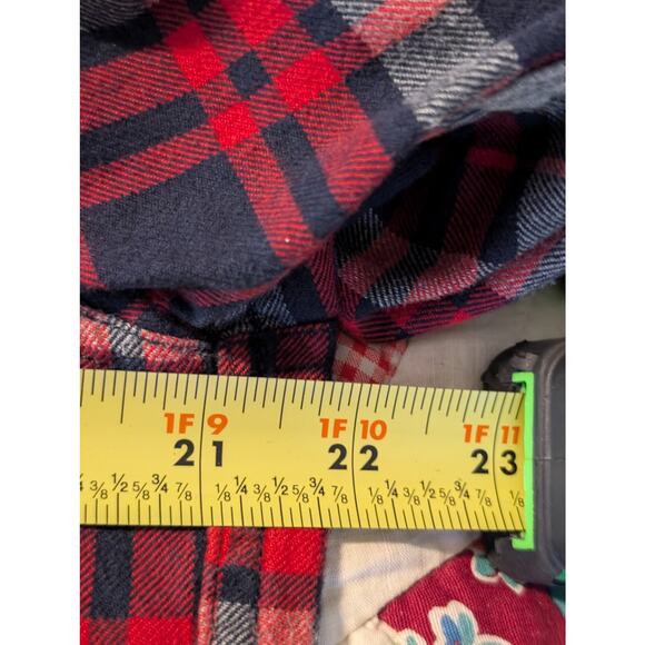 Lands' End Canvas Cotton Red Navy Plaid Pocket Flannel Button Up Shirt Mens M - Picture 8 of 10